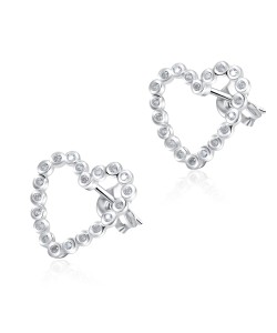 Heart With CZ Stone Silver Ear Stud STS-5125